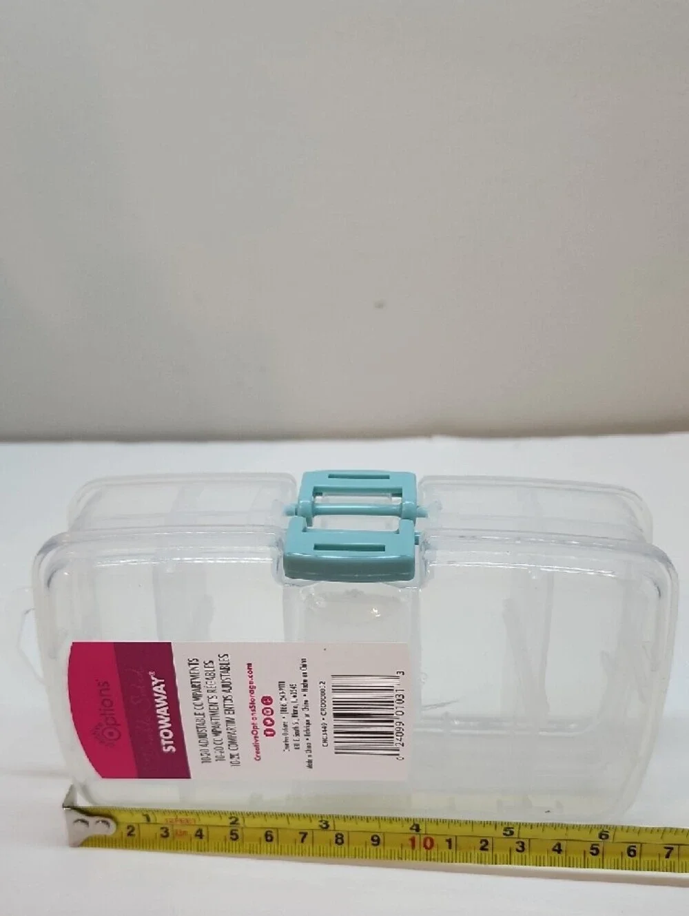 Doblo Sided Clear Stowaway Storage Box with Teal Latch